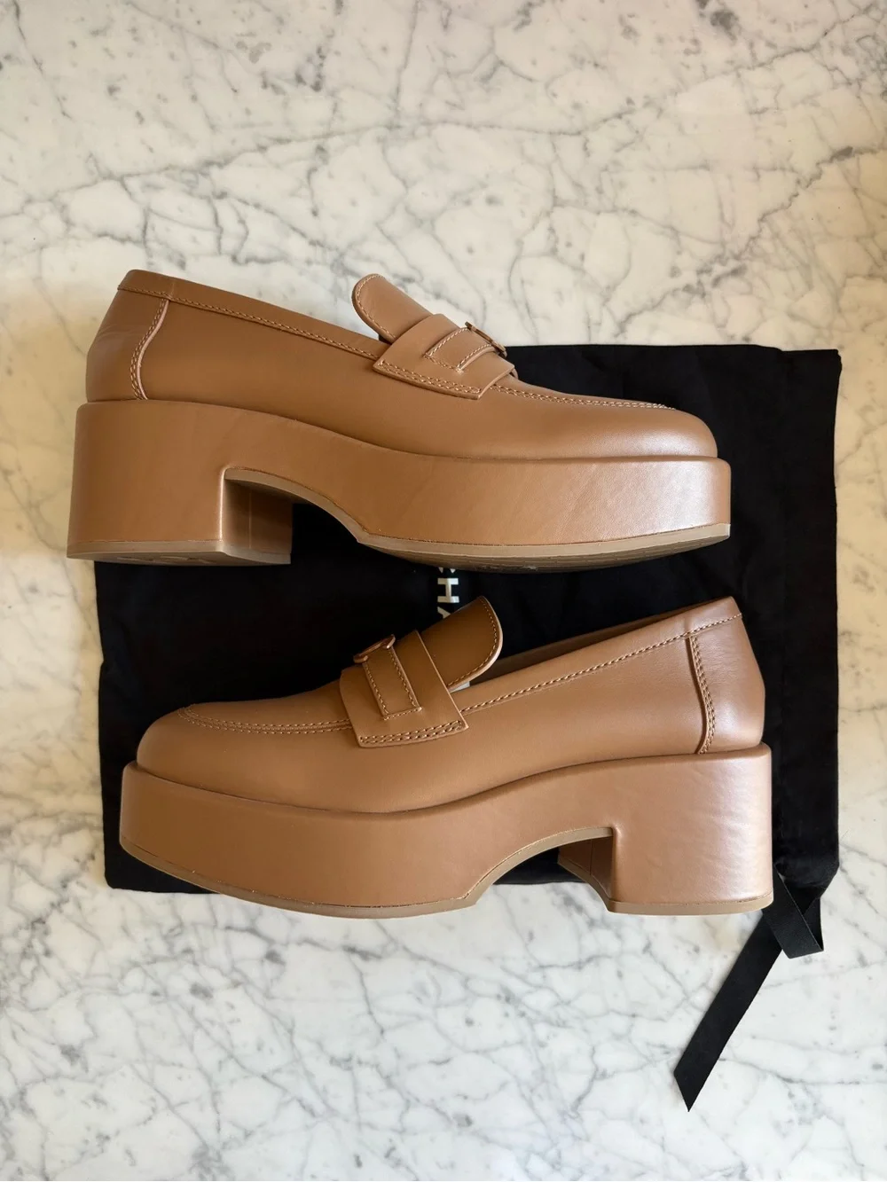 CHANEL CALFSKIN LEATHER PLATFORM LOAFERS
